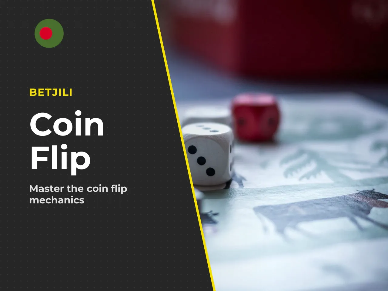 **Coin Flip** activates a two-sided coin toss. Two multipliers are displayed — one on each side — and a mechanical apparatus flips the coin to determine the payout. One side usually carries a multipli